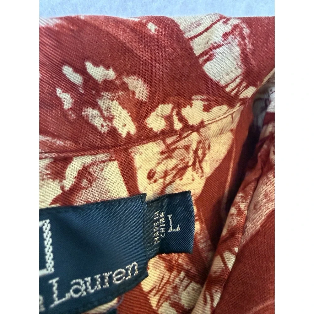 Polo Ralph Lauren Clayton Silk Linen Hawaiian Camp Shirt Red Floral Mens Large
